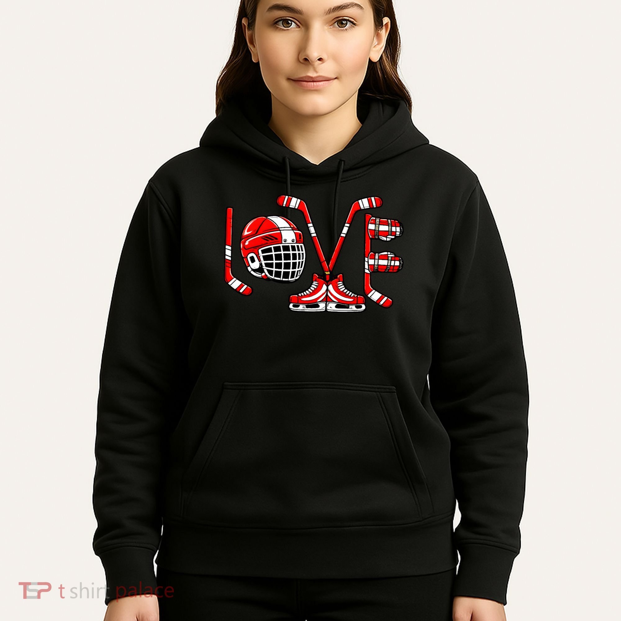 Valentines Day Love Ice Hockey Hoodie