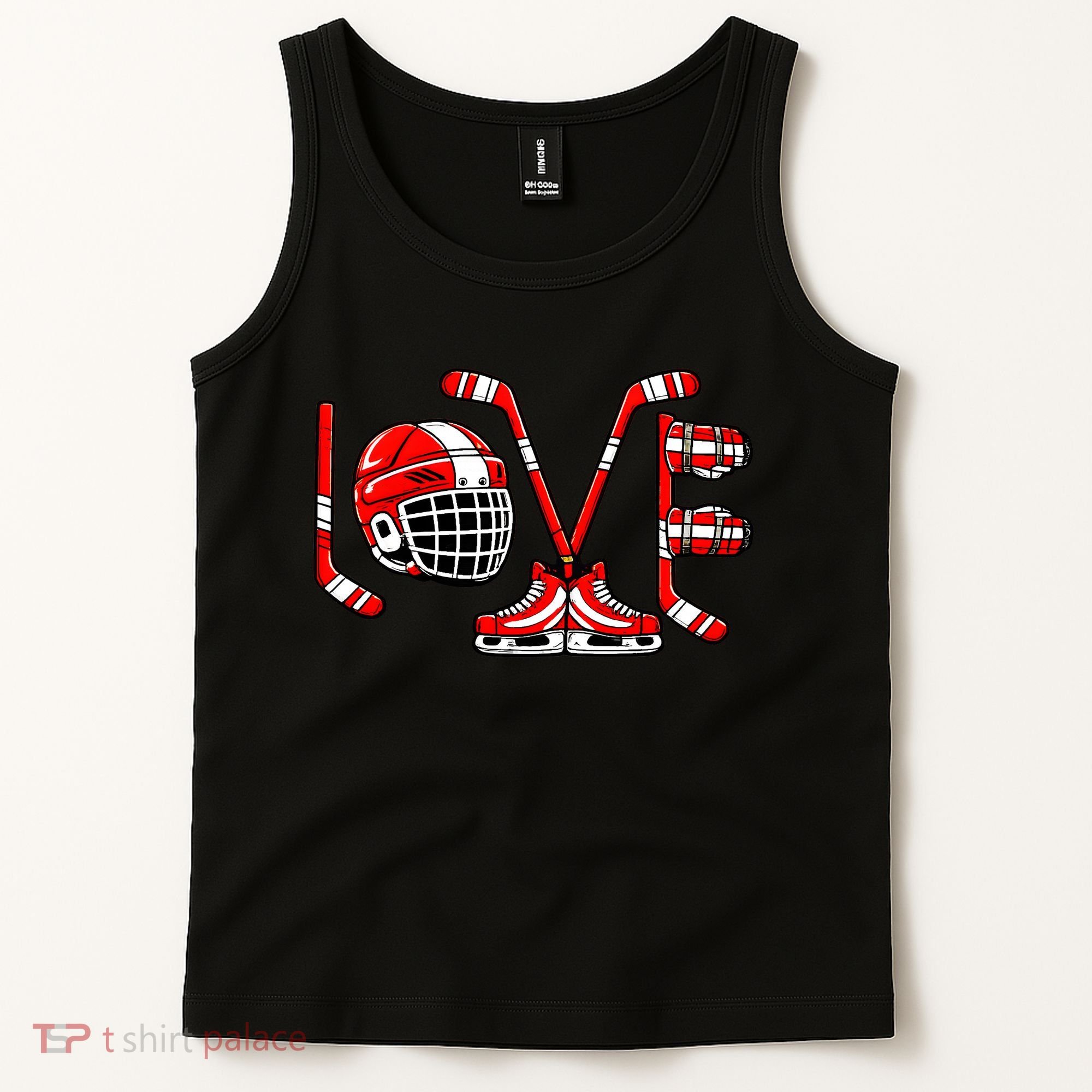 Valentines Day Love Ice Hockey Tank Top