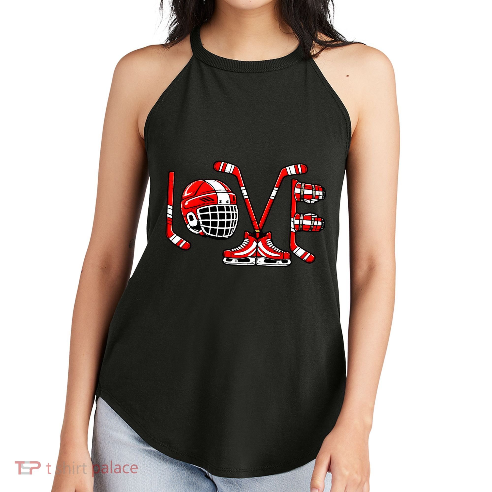Valentines Day Love Ice Hockey Women's Perfect Tri Rocker Tank
