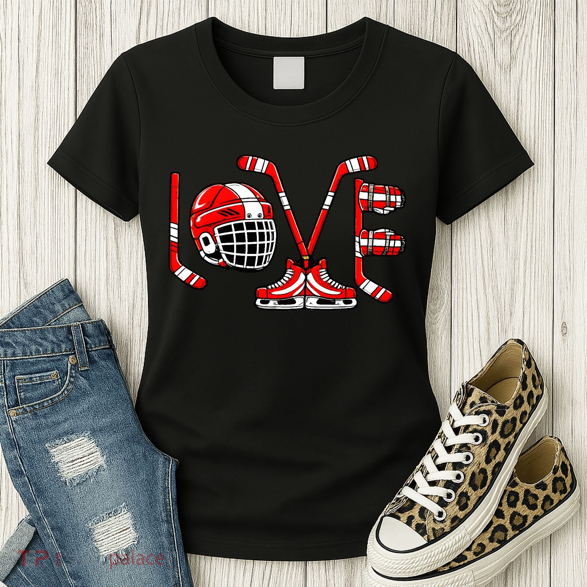 Valentines Day Love Ice Hockey Women's T-Shirt