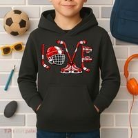 Valentines Day Love Ice Hockey Kids Hoodie thumb 2