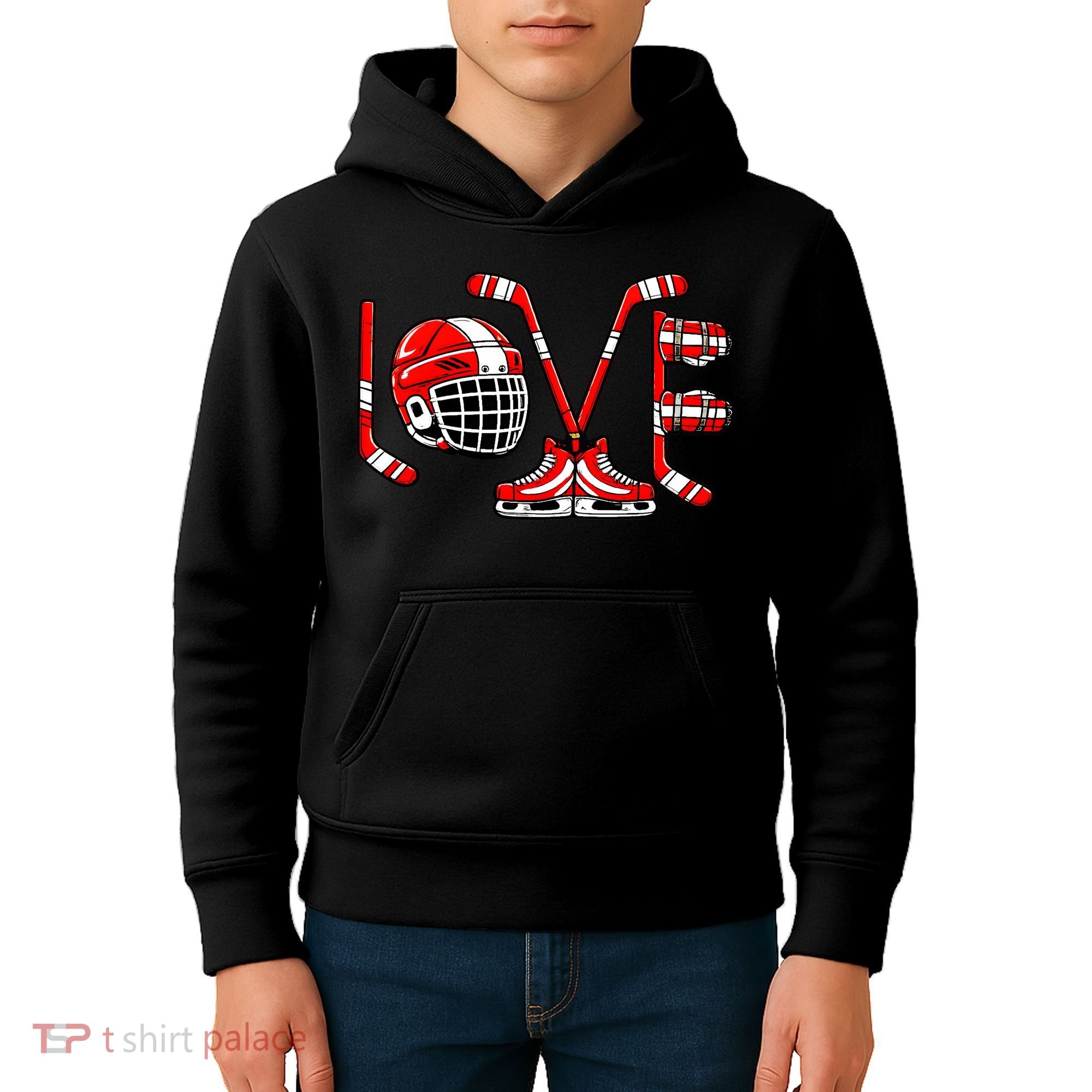 Valentines Day Love Ice Hockey Kids Hoodie