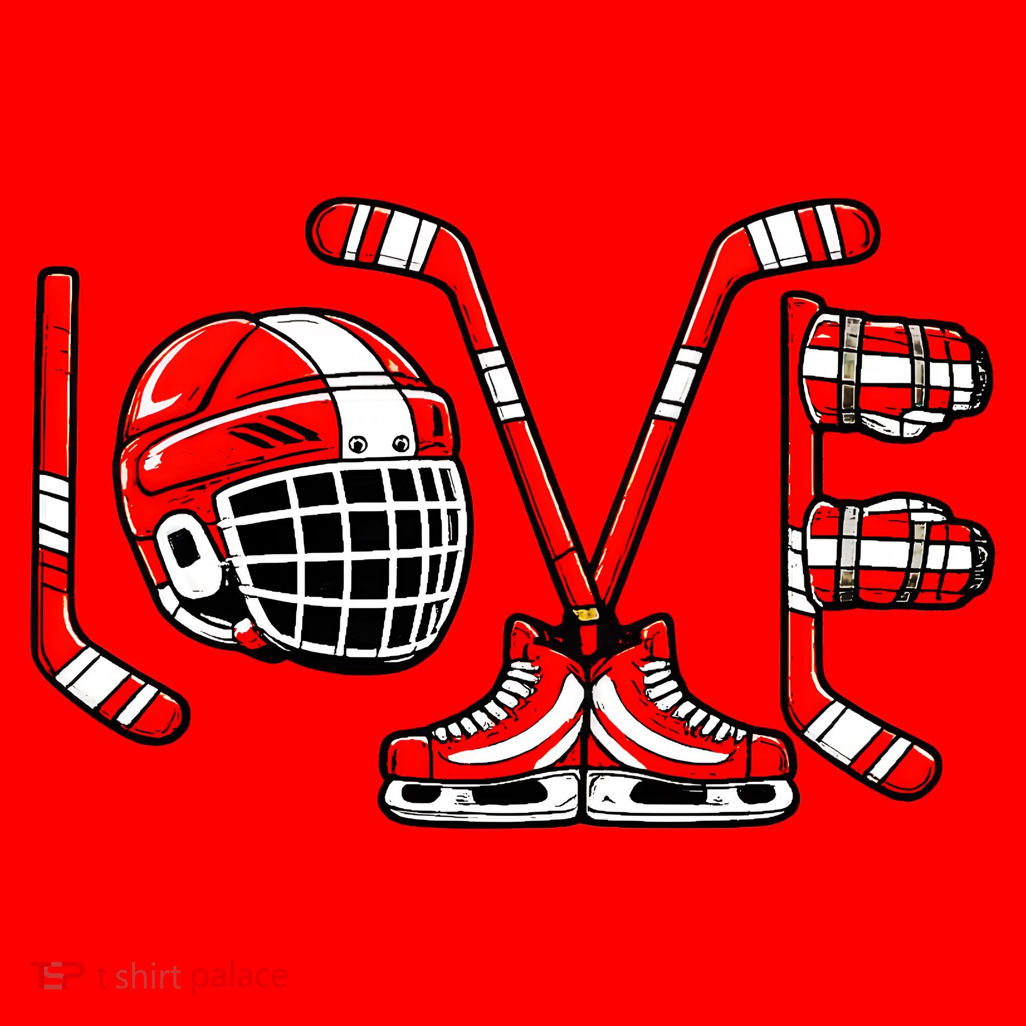 Valentines Day Love Ice Hockey Santa Hat
