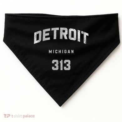 Vintage Detroit Michigan 313 Area Code Souvenir USA-Made Doggie Bandana