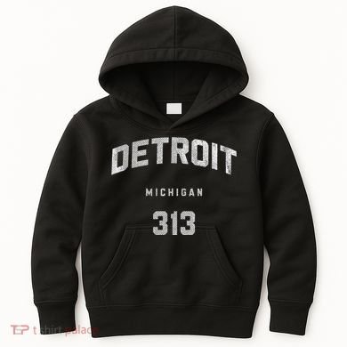 Vintage Detroit Michigan 313 Area Code Souvenir Kids Hoodie