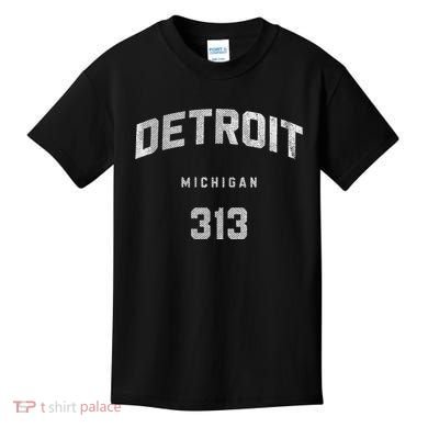 Vintage Detroit Michigan 313 Area Code Souvenir Kids T-Shirt