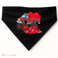 ValentineS Day Monster Truck With Hearts Plaid USA-Made Doggie Bandana thumb 0