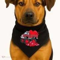 ValentineS Day Monster Truck With Hearts Plaid USA-Made Doggie Bandana thumb 1