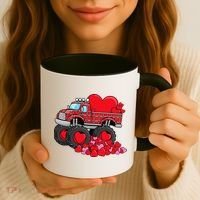 ValentineS Day Monster Truck With Hearts Plaid Coffee Mug thumb 3