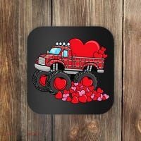 ValentineS Day Monster Truck With Hearts Plaid Coaster thumb 0