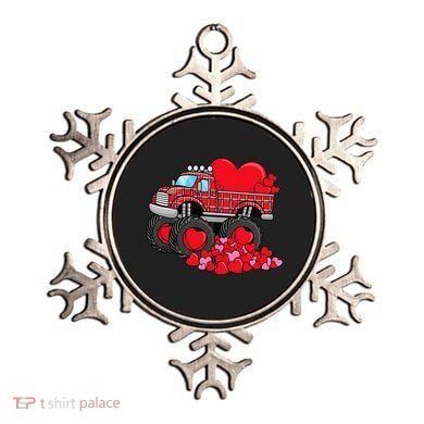 ValentineS Day Monster Truck With Hearts Plaid Ornament