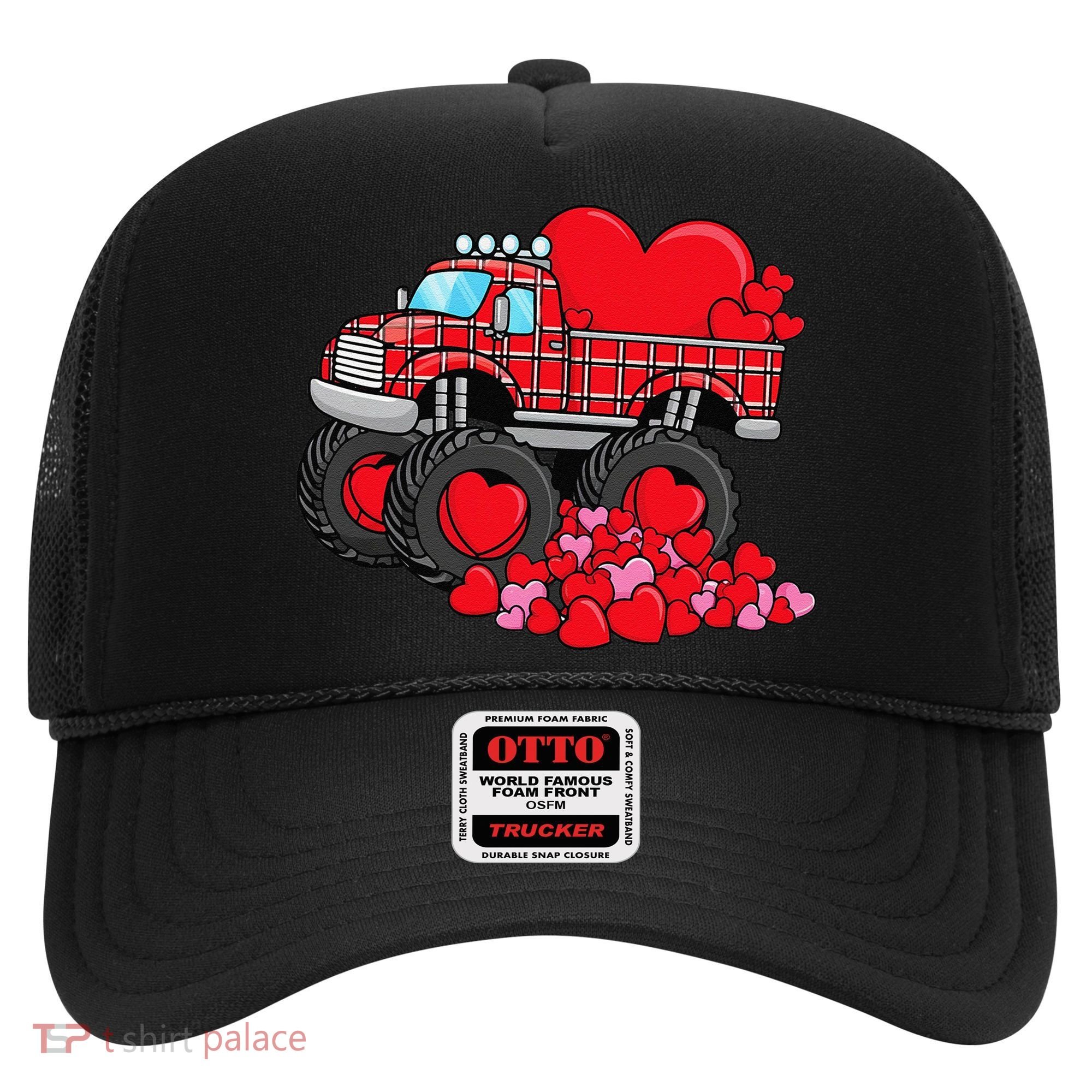 ValentineS Day Monster Truck With Hearts Plaid Hat