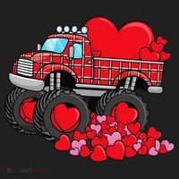 ValentineS Day Monster Truck With Hearts Plaid Hat thumb 2