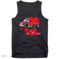 ValentineS Day Monster Truck With Hearts Plaid Tank Top thumb 0