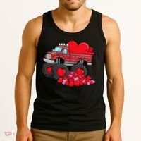 ValentineS Day Monster Truck With Hearts Plaid Tank Top thumb 3