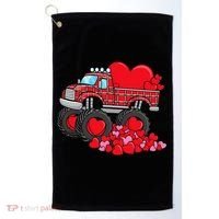 ValentineS Day Monster Truck With Hearts Plaid Golf Towel thumb 0