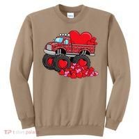 ValentineS Day Monster Truck With Hearts Plaid Sweatshirt thumb 0