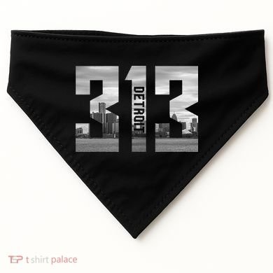 Vintage Detroit Michigan 313 Area Code Skyline USA-Made Doggie Bandana
