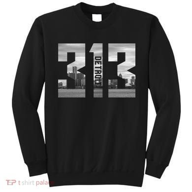 Vintage Detroit Michigan 313 Area Code Skyline Sweatshirt