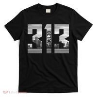 Vintage Detroit Michigan 313 Area Code Skyline T-Shirt thumb 0