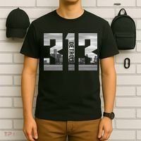 Vintage Detroit Michigan 313 Area Code Skyline T-Shirt thumb 6