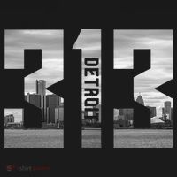 Vintage Detroit Michigan 313 Area Code Skyline T-Shirt thumb 7