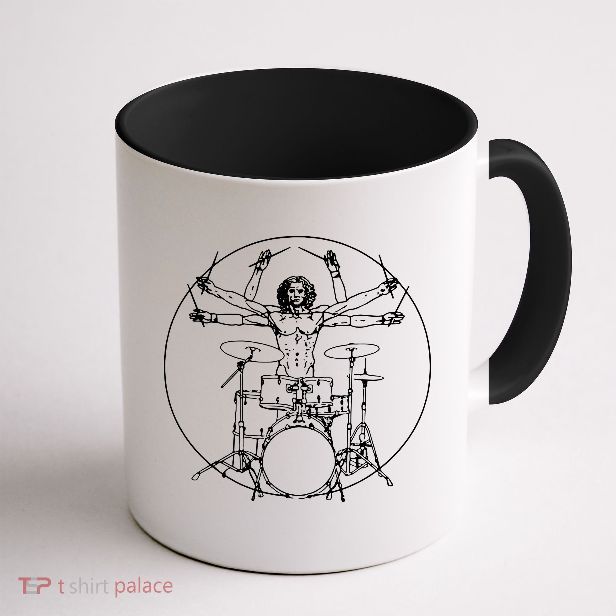 Vitruvian Drummer Music Funny Coffee Mug