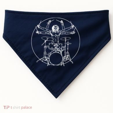 Vitruvian Drummer Music Funny USA-Made Doggie Bandana