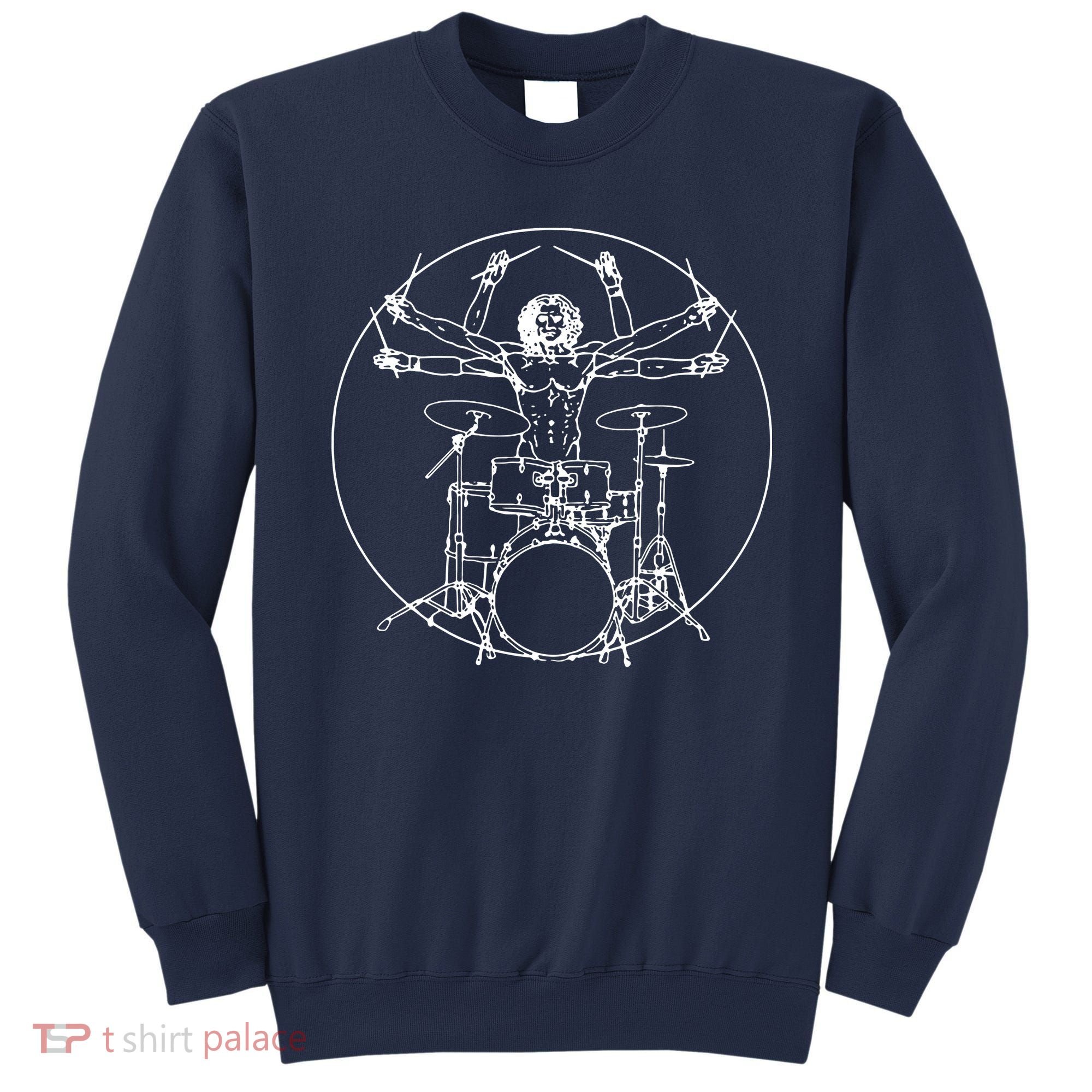 Vitruvian Drummer Music Funny Sweatshirt