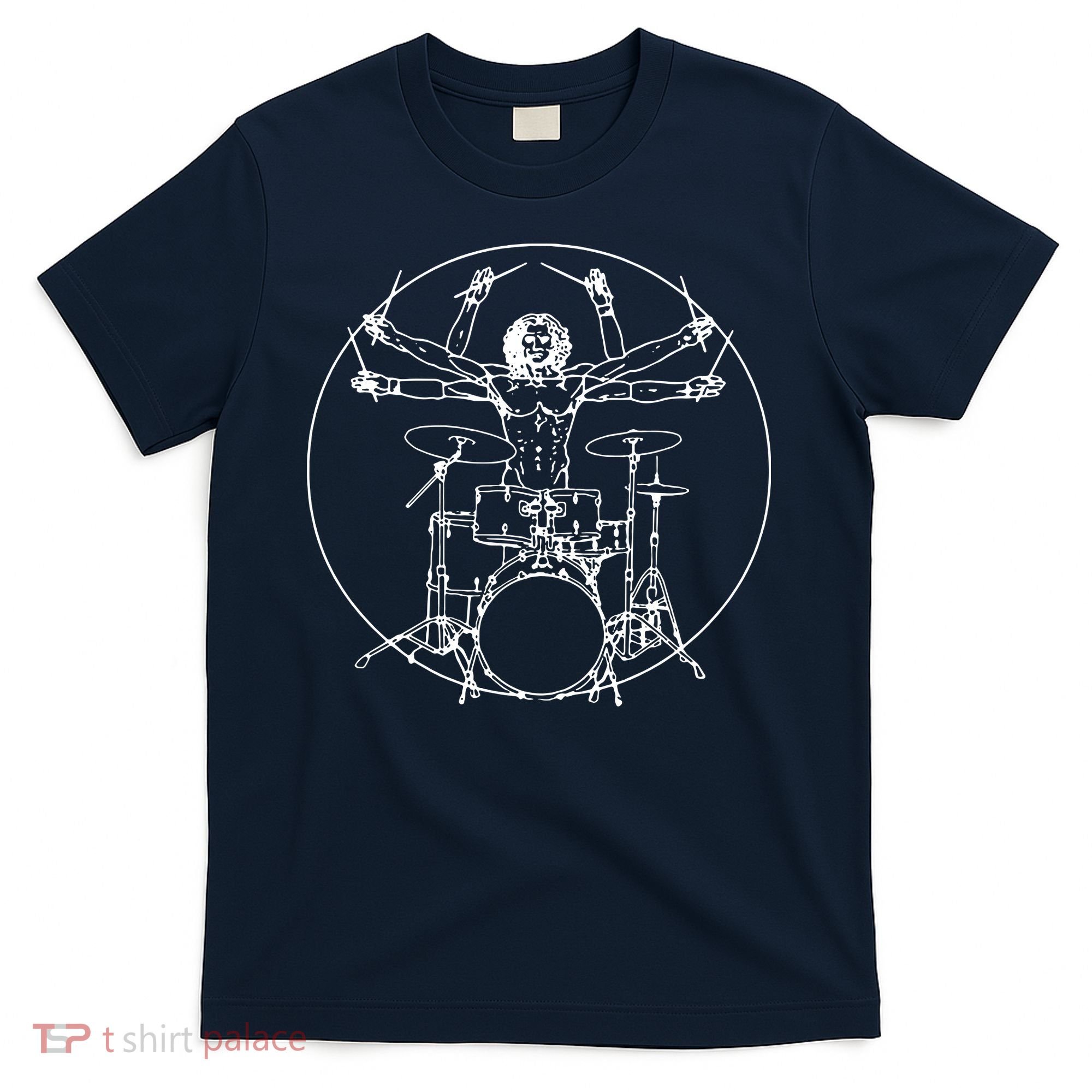 Vitruvian Drummer Music Funny T-Shirt
