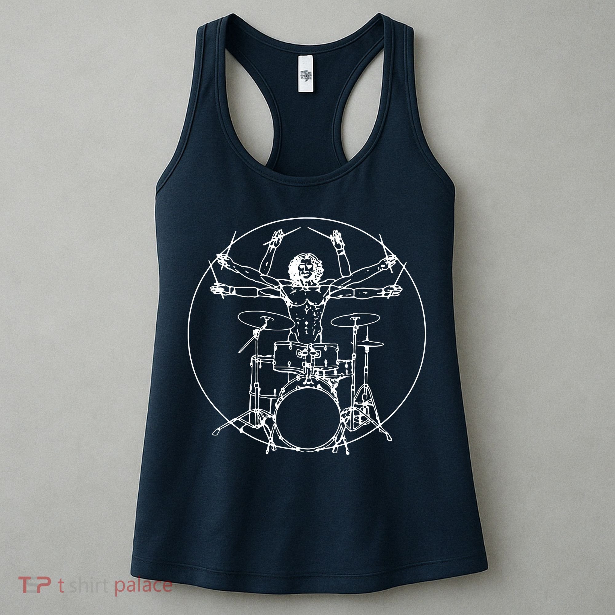 Vitruvian Drummer Music Funny Women's Tank Top