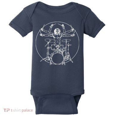 Vitruvian Drummer Music Funny Baby Bodysuit