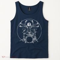 Vitruvian Drummer Music Funny Tank Top thumb 2