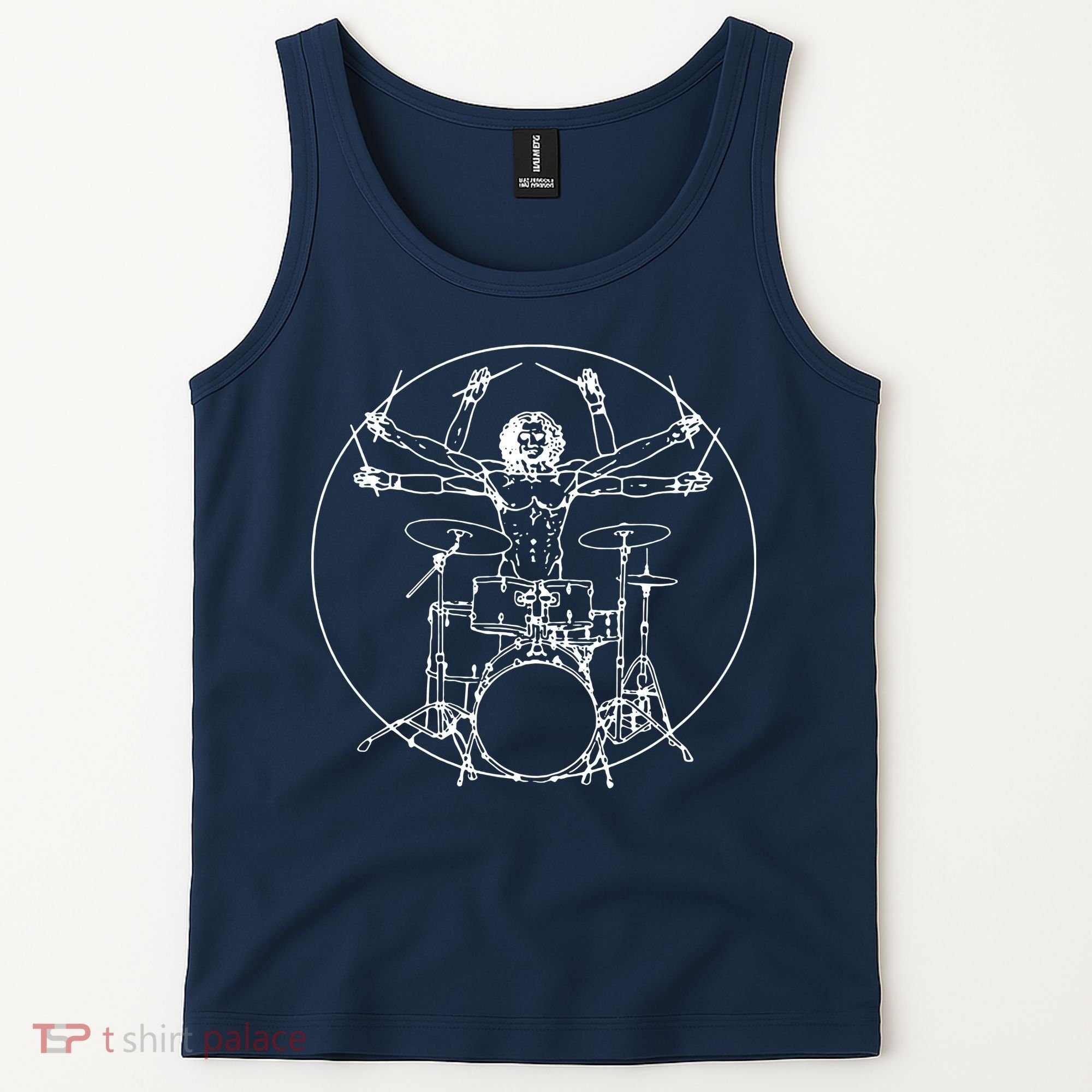 Vitruvian Drummer Music Funny Tank Top
