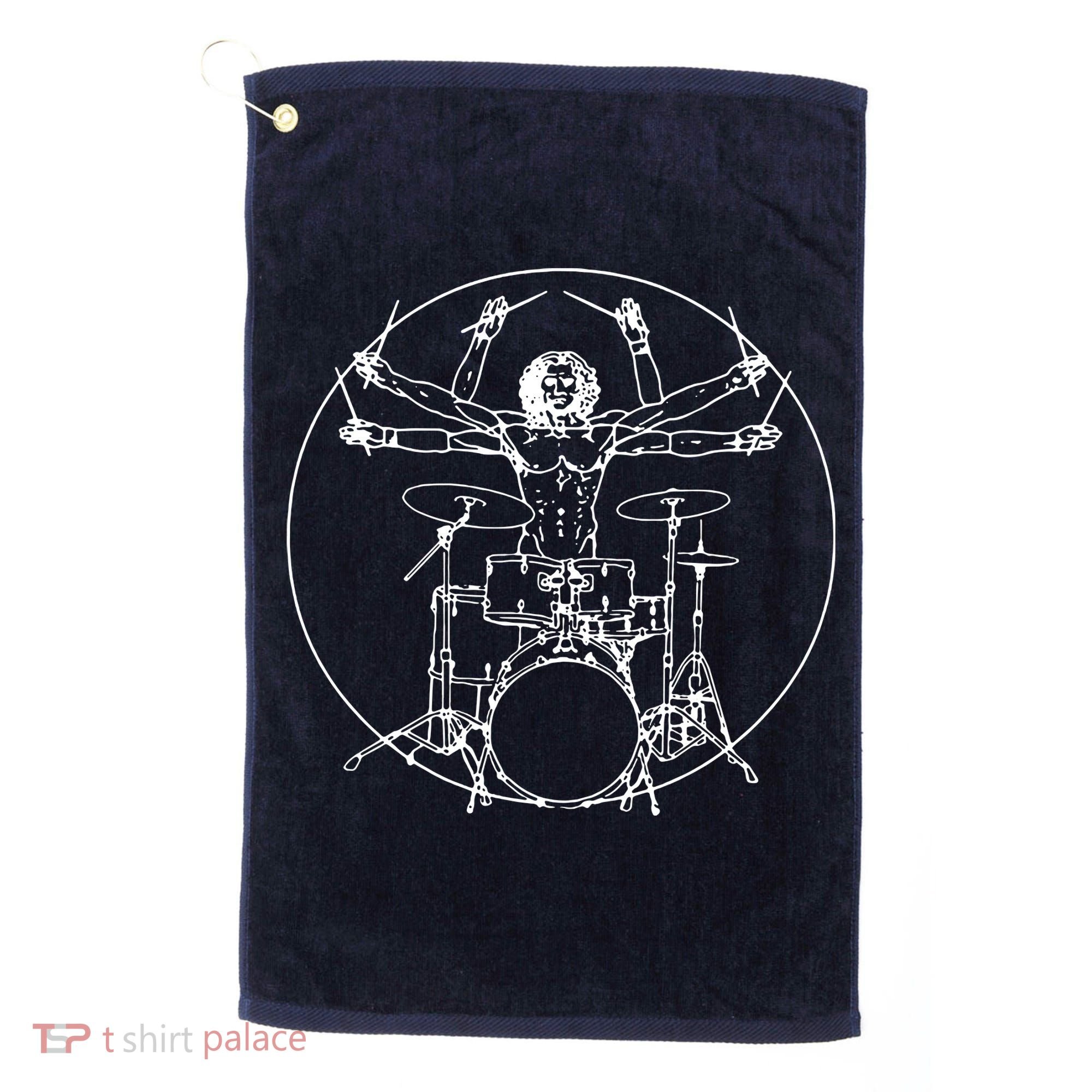 Vitruvian Drummer Music Funny Golf Towel