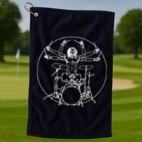 Vitruvian Drummer Music Funny Golf Towel thumb 1