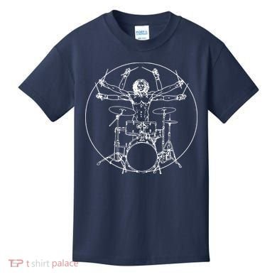 Vitruvian Drummer Music Funny Kids T-Shirt