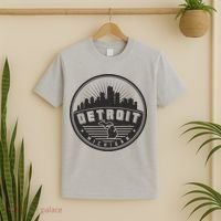 Vintage Detroit Michigan Skyline Emblem T-Shirt thumb 2