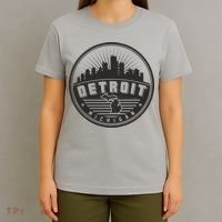 Vintage Detroit Michigan Skyline Emblem T-Shirt thumb 4
