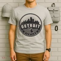 Vintage Detroit Michigan Skyline Emblem T-Shirt thumb 6