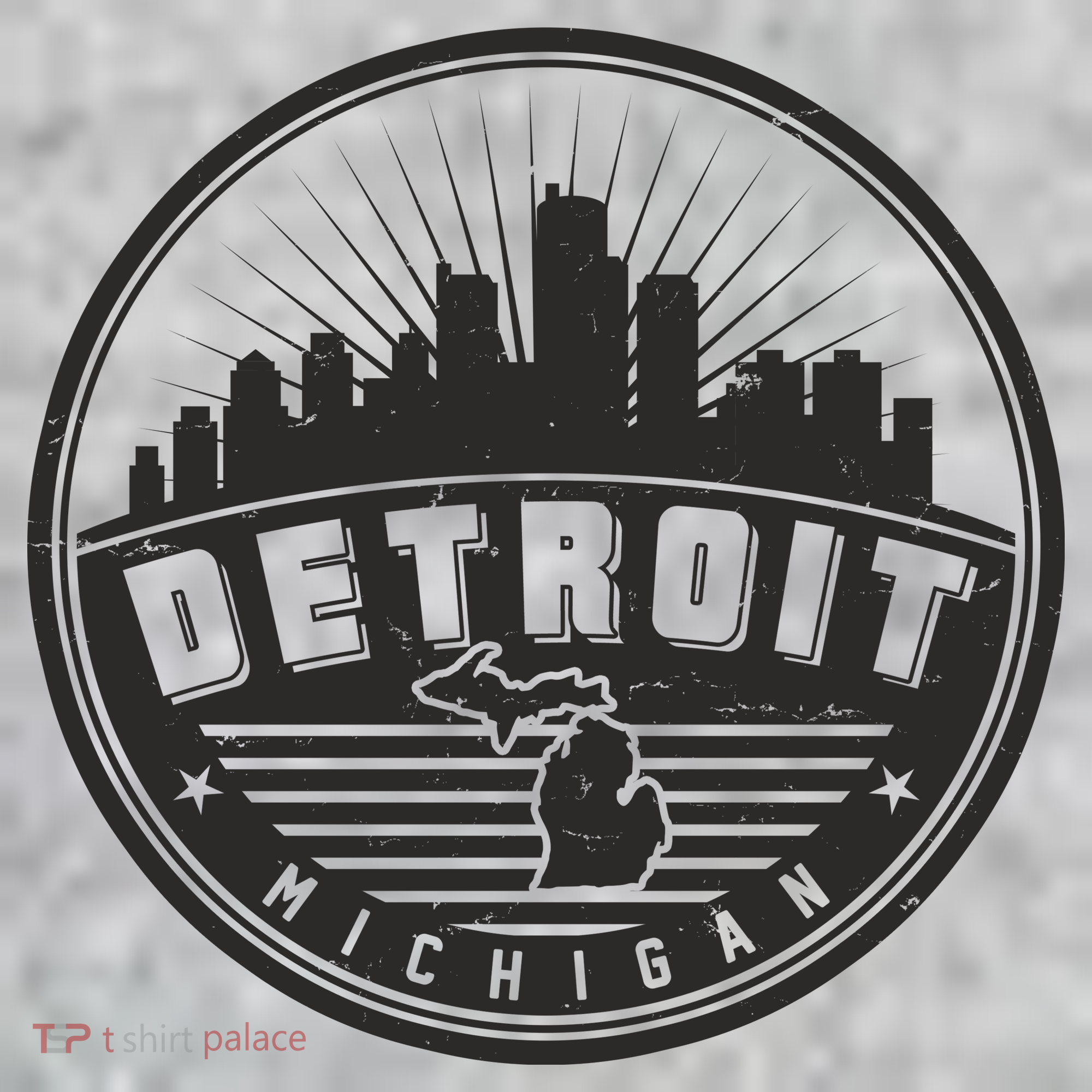 Vintage Detroit Michigan Skyline Emblem T-Shirt