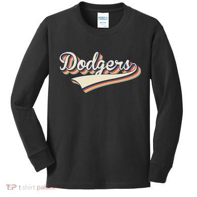 Vintage Dodgers Name Throwback Retro Apparel Gift Kids Long Sleeve Shirt