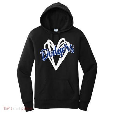 Vintage Dodgers Name Distressed Hearts Dodgers Gifts Ideas Women's Hoodie