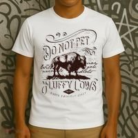 Vintage Do Not Pet The Fluffy Cows American Bison T-Shirt thumb 3