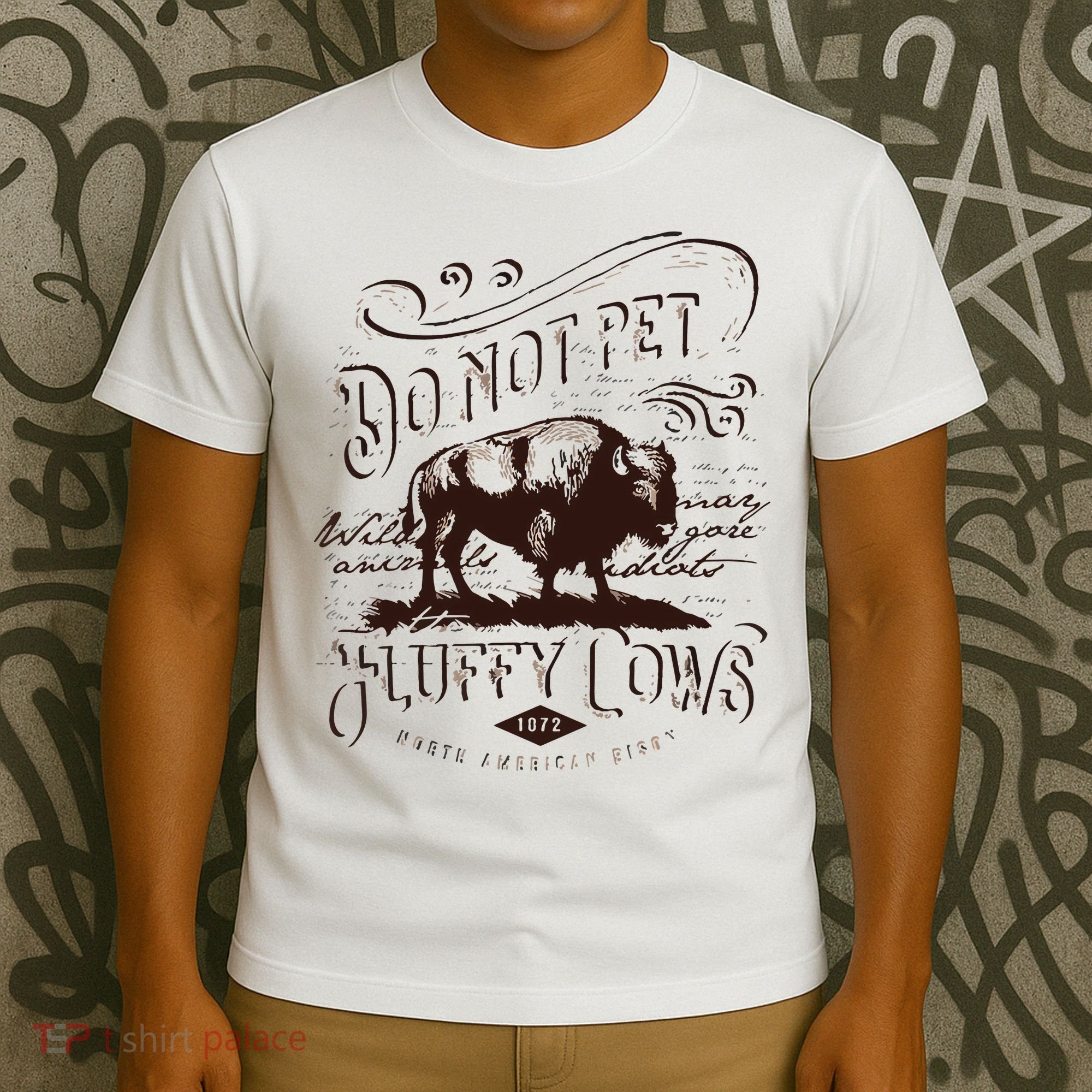 Vintage Do Not Pet The Fluffy Cows American Bison T-Shirt