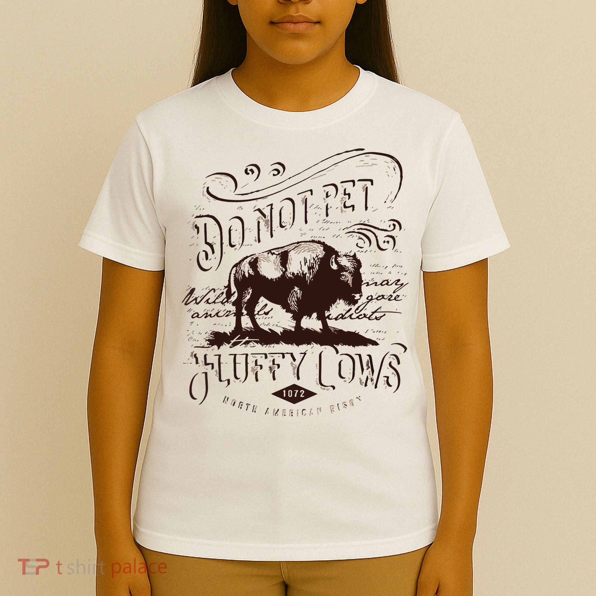 Vintage Do Not Pet The Fluffy Cows American Bison T-Shirt