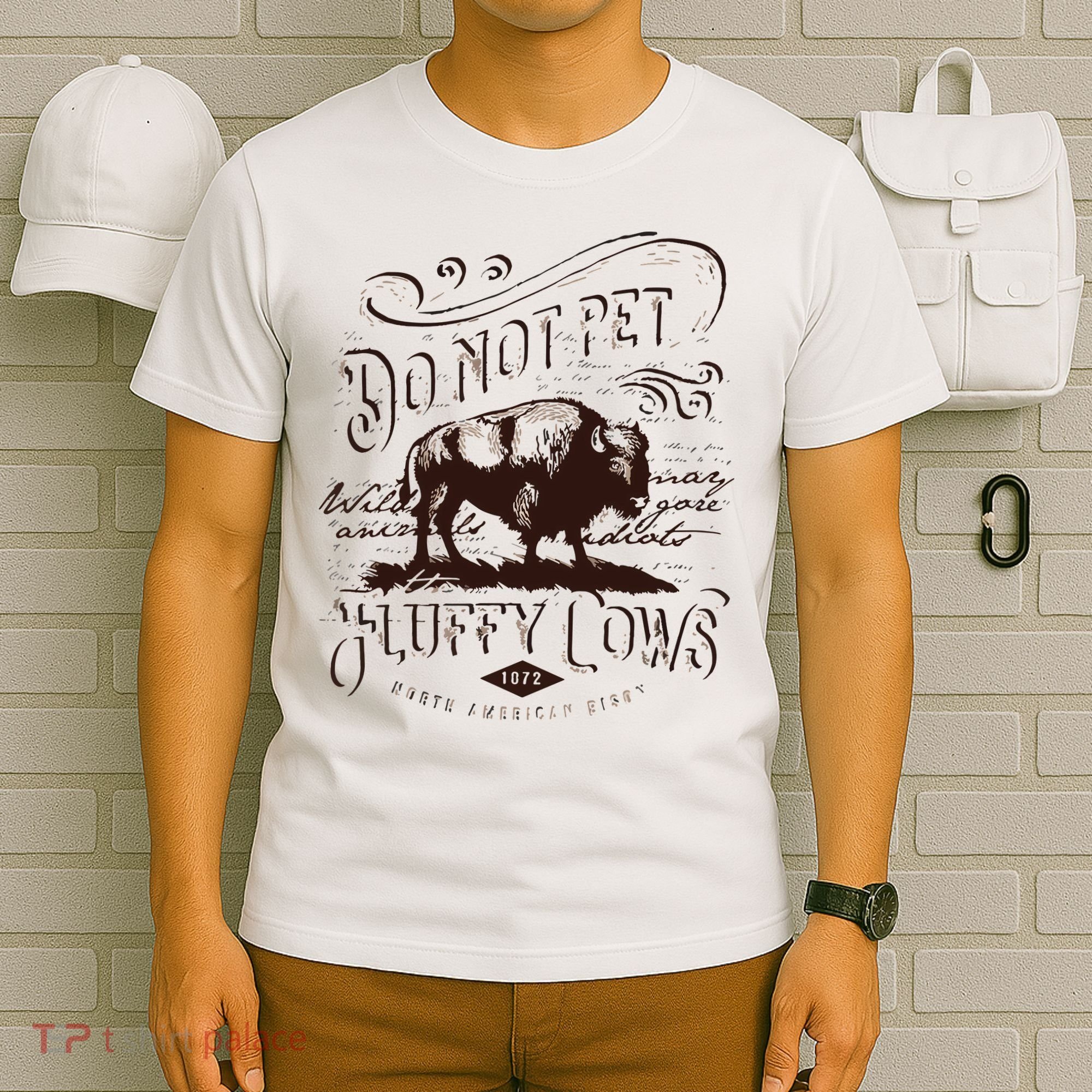 Vintage Do Not Pet The Fluffy Cows American Bison T-Shirt