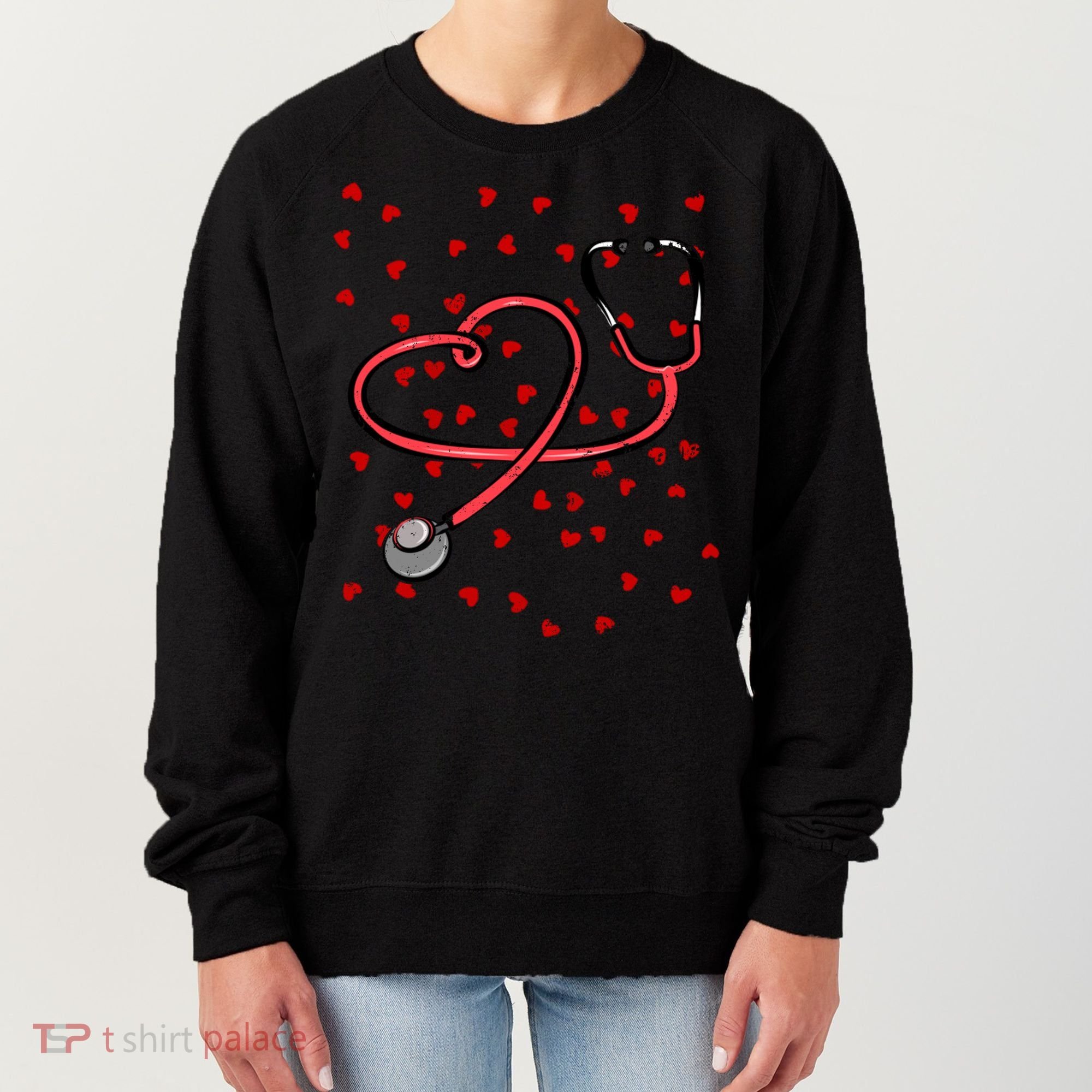 Valentines Day Nurse Stethoscope Hearts Women's Sweatshirt