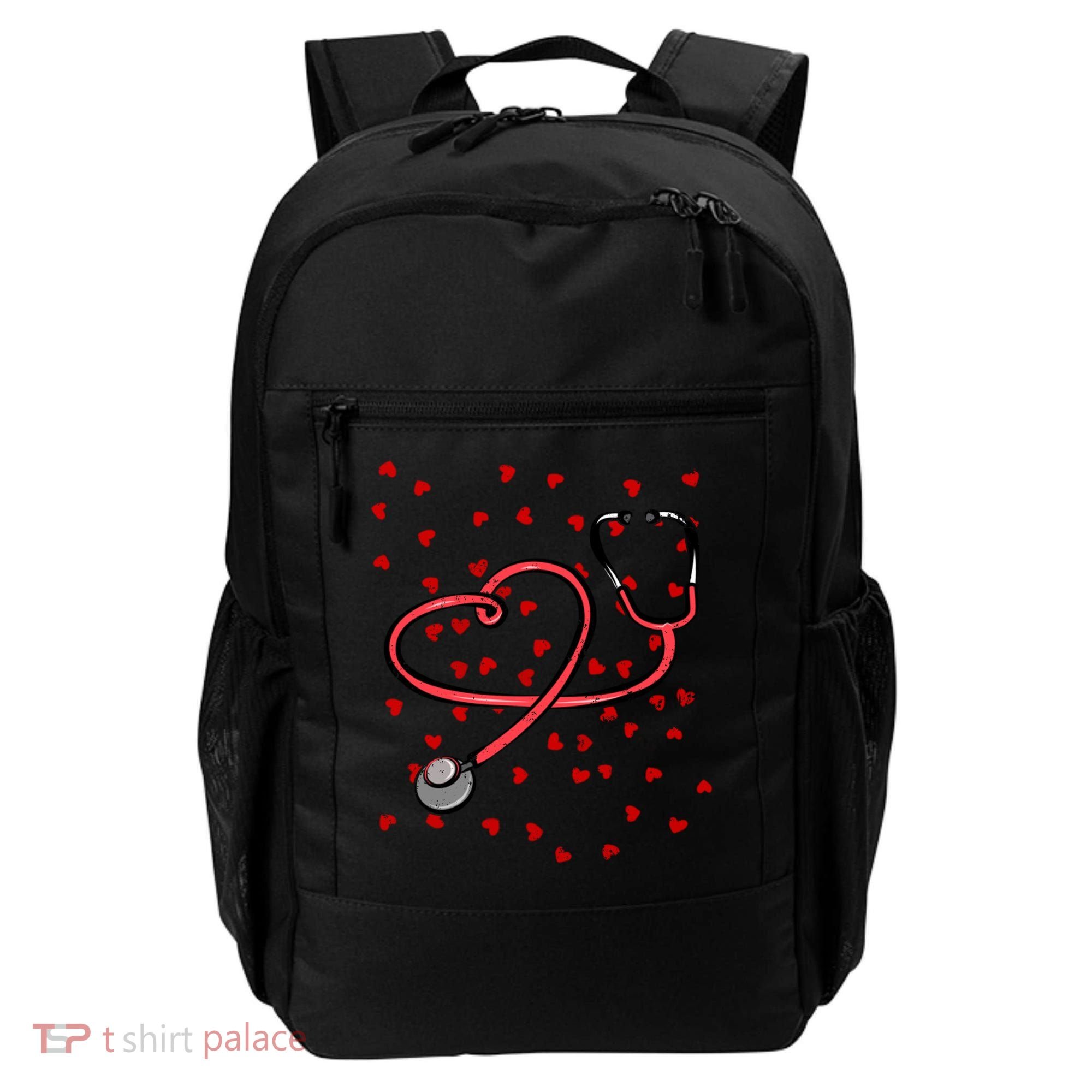 Valentines Day Nurse Stethoscope Hearts Backpack