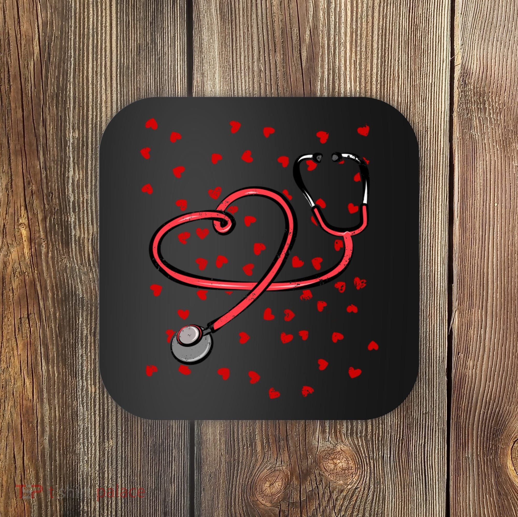 Valentines Day Nurse Stethoscope Hearts Coaster